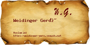 Weidinger Gerő névjegykártya